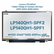 14.0-inch Laptop LCD Screen LP140QH1-SPF2 LP140QH1-SPF1 For Lenovo ThinkPad T460s T460p X1 Carbon 4t