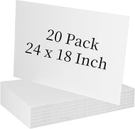 20 Pack 18'' x 24'' Large White Corrugated Plastic Sign Blank Board Double Sided for Garage Sale, Re