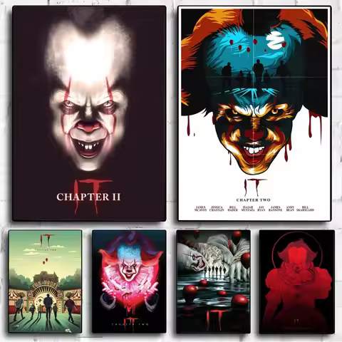 Horror Movie It White Glossy Paper Poster No Framed Poster Kraft Club Bar Paper Vintage Wall Art Pai