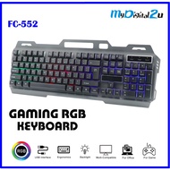 Gaming PC Keyboard Metal Panel 104 Keys Mechanical Gaming  RGB Keyboard FC-522