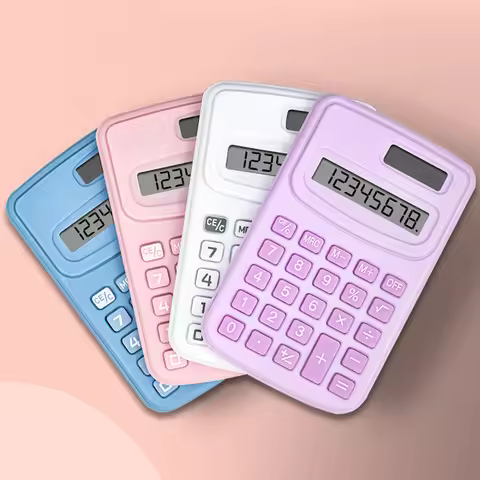 Small Solar Calculator Portable Calculator Cute 8 Digits LCD Electronic Home Office Calculator for K