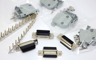 4 Sets Crimp Type DB15 Female + Plastic Hoods + Pins Set, D-Sub 15P Female Crimp Connector, Pin & Ho