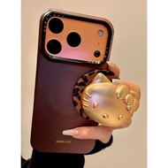 Brown Background Leopard Print Golden Cat Magnetic Suitable for ihone17promax Apple 16pro Phone Case