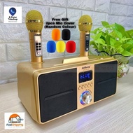 『 』SDRD SD-309 Wireless Bluetooth Dual Microphone Karaoke Portable Speaker