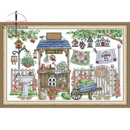 Cross Stitch Complete Set Enchanted Garden Printed Unprinted Aida Fabric Canvas 11CT 14CT Stamped Counted Cloth Simple For KIds Beginner Small Size Lover Gift DIY Needlework Handmade Embroidery Home Room Decor Sewing Kit