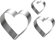 Ksdhotware Stainless Steel Heart Cake Ring Molds Set of 3, 4/6/8 Inch, 2 Inch Height, Heart Shaped C