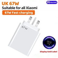 For Xiaomi 67W Charger UK Plug Turbo Fast Charging For Mi 14 13T 12 11T Redmi Note13 Pro Note12 Turb
