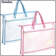MUNDAN A3 Project Bag, Mesh PVC Large Capacity Mesh Art Bag, with Zipper and Handle Waterproof Thick