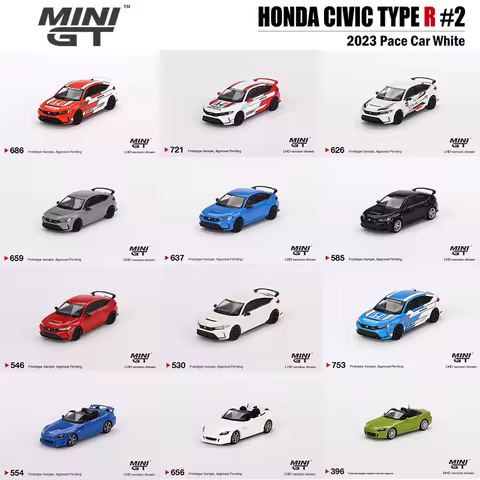 MINIGT 1/64 Honda Civic Type R 2023 Pace Car S2000 (AP2) CR Grand Prix NSX GT3 EVO22 Car Alloy Motor