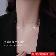 S999 sterling silver flash necklace for women sterling silver clavicle chain 925 fo S999纯银闪片项链女纯银锁骨链