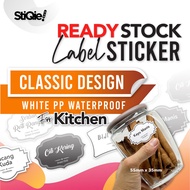 Ready Stock | Classic Design | WHITE PP Waterproof Kitchen Pantry Label Sticker [ Label Dapur Kalis 