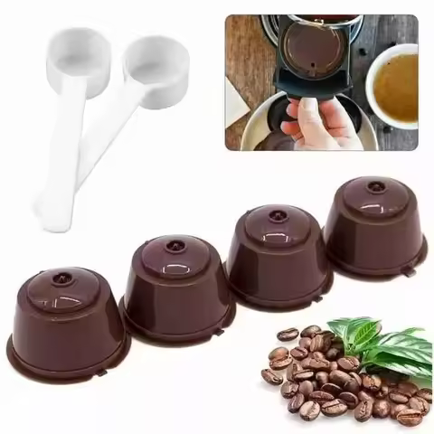 Reusable Coffee Capsule Filter Cup for Nescafe Dolce Gusto Refillable Cap Spoon Brush Filter Kitchen