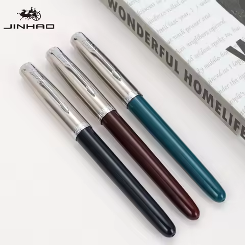 JINHAO 86 Fountain Pen Silver Cap with Clip 0.5mm Resin Classic Ink Pen Student Office School Suppli