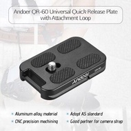 Andoer QR-60 อะลูมินัมอัลลอย Universal QUICK RELEASE PLATE 1/4 "ที่ยึดสกรูพร้อมห่วงยึดสำหรับ ARCA - Swiss มาตรฐานหัวบอลขาตั้งกล้องสามขาสำหรับ canon Nikon SONY DSLR Camera - INTL