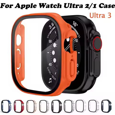 Glass+PC Case for Apple Watch Ultra 3 49mm Band Smartwatch Bumper+Screen Protector Tempered iWatch S