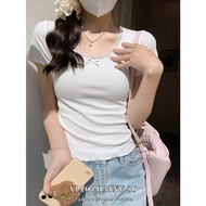 Xiaozhinv Korean Sweet White Lace Short sleeved T-shirt Summer Women Clothes Top