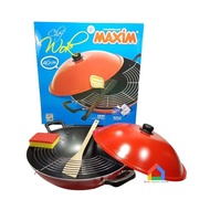 Maxim Chef Wok 40 Cm Frying Pan + Lid + Drainer Rack + Wooden Spatula + Sponge