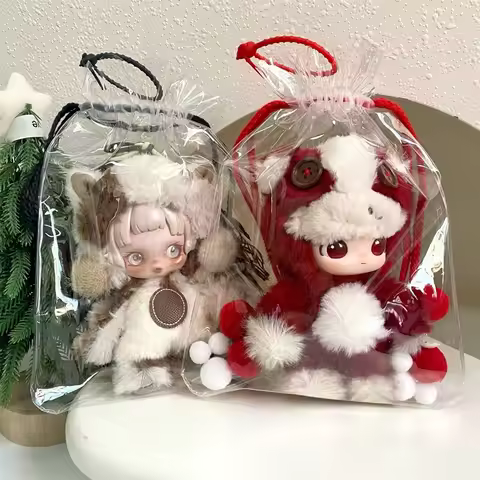For Labubu Dimoo Skullpanda Have A Good Run Series Transparent Protective Cover Bag Brocade Pouch St