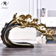 Fenteer 17.7x4.3x11'' Horse Ornaments Desktop 6 Horses in 1 Figurines Bar Shop Counter Decoration St