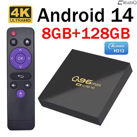 Q96 Max TV Box Android 14 Smart Home Theater 8GB 128GB Allwinner H313 Quad-Core HD HDR10+ 4K Media P