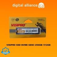 VISIPRO SSD NVME GEN3 256GB/512GB PCIE 3.0 M.2 2280 3Y - UP TO 2000 MB/S 3Y