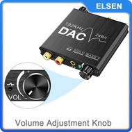 ELSEN 192KHz เครื่องแปลง DAC สายออปติคอลสายโคแอกเชียลดิจิตอลเป็นอะนาล็อกสเตอริโอ RCA อะแดปเตอร์ตัวแป