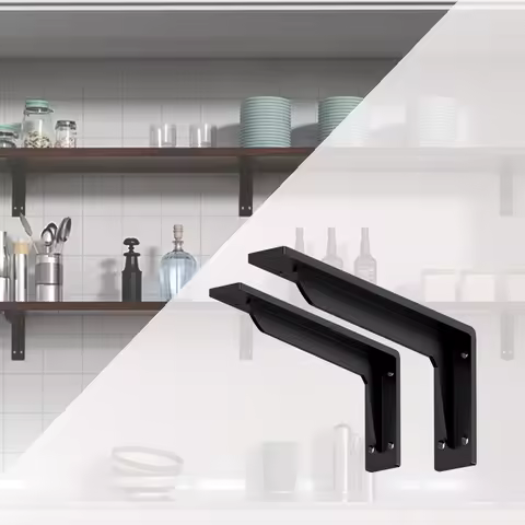 Solid Heavy Duty Steel Hidden Shelf Bracket L Shape Heavy Duty Cast Iron Metal Industrial Black Shel