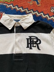 POLO RALPH LAUREN RUGBY SHIRT 經典 黑白條紋 長袖 橄欖球衫 s號 IVY