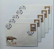 澳門1985牛年郵票首日封5個，封身有微黃
