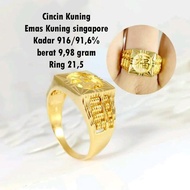 Cincin aksara china Hok emas kuning singapore kadar 916 349Ct Murah