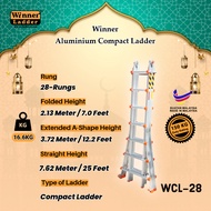 Winner Ladder Aluminium Compact Ladder WCL-28 Multipurpose Ladder 28 Step 150KG Duty Rating Heavy Du
