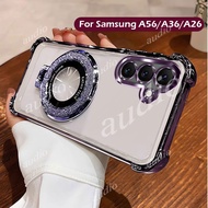 For Samsung A57 5G Four Corner Plating Glitter Transparent Phone Case With Bracket For Samsung Galax