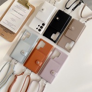 Fashion Leather Card Insert Bag Case for Samsung S25 Edge S24 Ultra S23 Fe S22 S21 S20 Plus S23fe S2