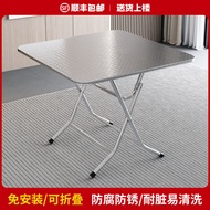 HY-6/Stainless Steel Folding Table Foldable round Table Small Square Table Dining Table Commercial Dining Table Househol