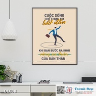 Motivational painting for office decoration - Life only starts when you step out of the safety area 