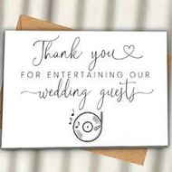 1pc Funny Wedding Thank You Card, "Thank You For Hosting Our Wedding Guests", High Quality Music The