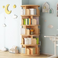 Storage Storage Bookshelf Solid Wood Mobile Children's Floor-standing Bookcase Shelf Rotating Househ