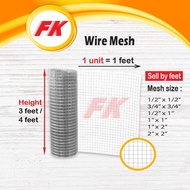 [Sell by feet] Galvanised Welded Wire Mesh/ Metal Wire Mesh/ Kawat Besi Jaring Besi/铁丝网