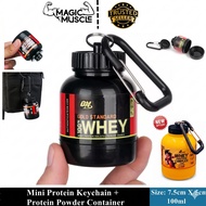 Gym Mini Protein Bottle Keychain - Protein & Supplement Powder Container - Powder Funnel KeyChain