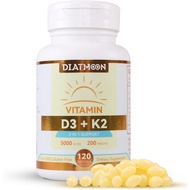 Kapsul Lembut Suplemen Pemakanan Vitamin D3 K2 Vitamin D3 5000 IU dan Vitamin K2 700 mikrogram Pilih