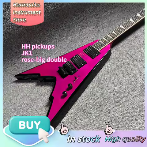 Magenta King V Fork Electric Guitar Jackson HH Humbuckers Floyd‑Rose Locking Tremolo Flame Maple Top