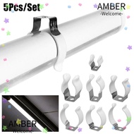 AMBER 5Pcs Spring Terry Clip, Base Tool Clamp Holders Lamp Tube Clip, Durable Fixing Clips T3/T4/T5/