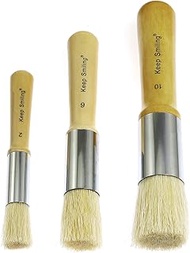 Wooden Stencil Brush 3PCS Natural Pure Hog Bristle Template Paint Brushes for Acrylic Oil Watercolor