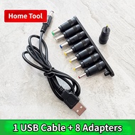 HOME CHARGER CABLE 1*USB CABLE 5.5MM + 8-POSITION ADAPTER Table Lamp Charging Cable Round Hole Round