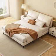 Leather Bed Frame with Storage Cream Style Modern Simple King/ Queen Bed Double Bed High End Storage Bed Bedroom