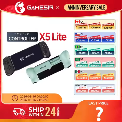 Original GameSir X5 Lite Type-C Wired Mobile Game Controller with Hall Effect Joystick for iphone 15