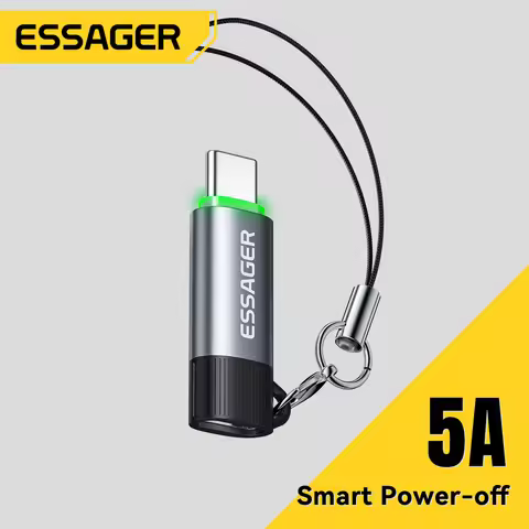 Essager 100W 5A Smart Power-off OTG Adapter Type C OTG Connector With Lanyard For iPhone 17 16 15 An