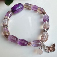 心忱-舒俱萊筒珠鑽切紫黃晶純銀設計手串8808