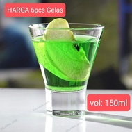 [6pcs] COCKTAIL TEQUILA VODKA Glass 150ml V-Shape Shot Glass Vodka Tequila MKS Glass