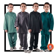 [Satin] Baju Melayu Kanak-Kanak Budak Dusty Green, Baby Blue, Dusty Purple, Nude Brown, Purple, Emer
